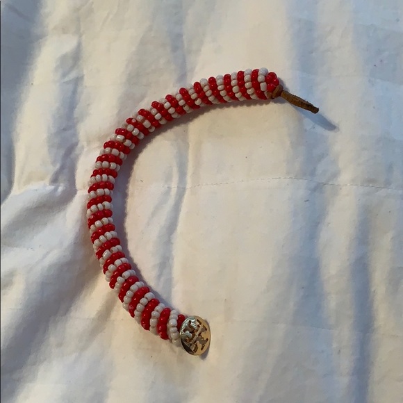 Tory Burch Red And White Striped Bracelet - Picture 3 of 4